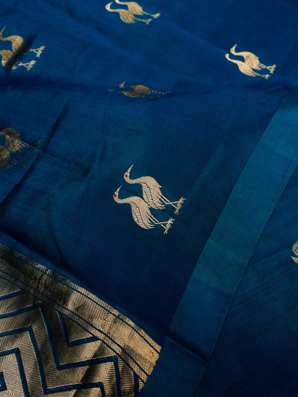 Handwoven Teal Blue Motifs Banarasi Katan Silk Suit