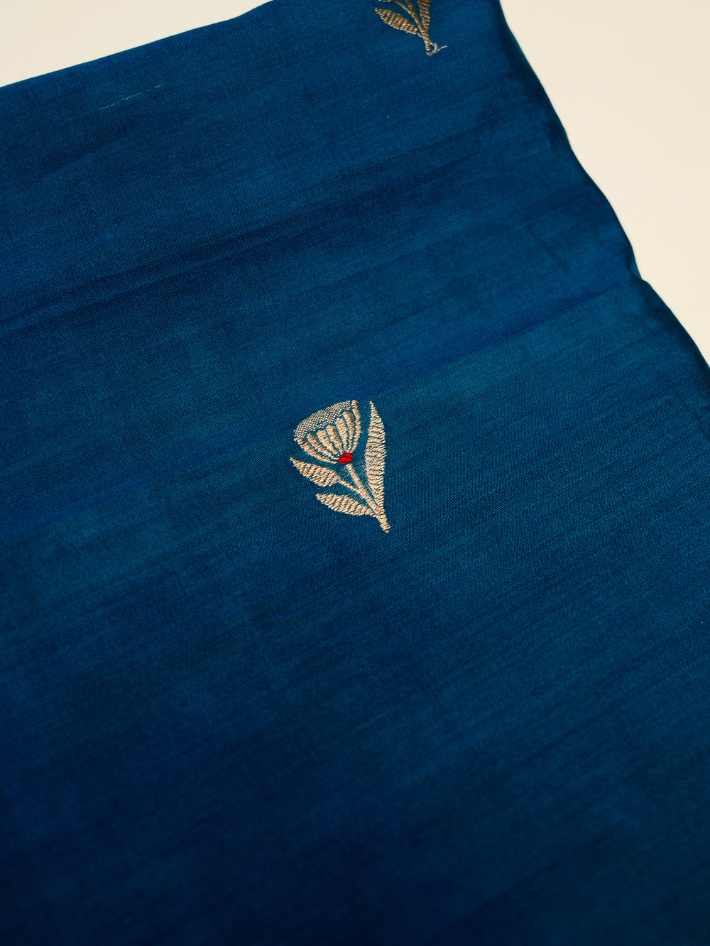 Handwoven Teal Blue Motifs Banarasi Katan Silk Suit
