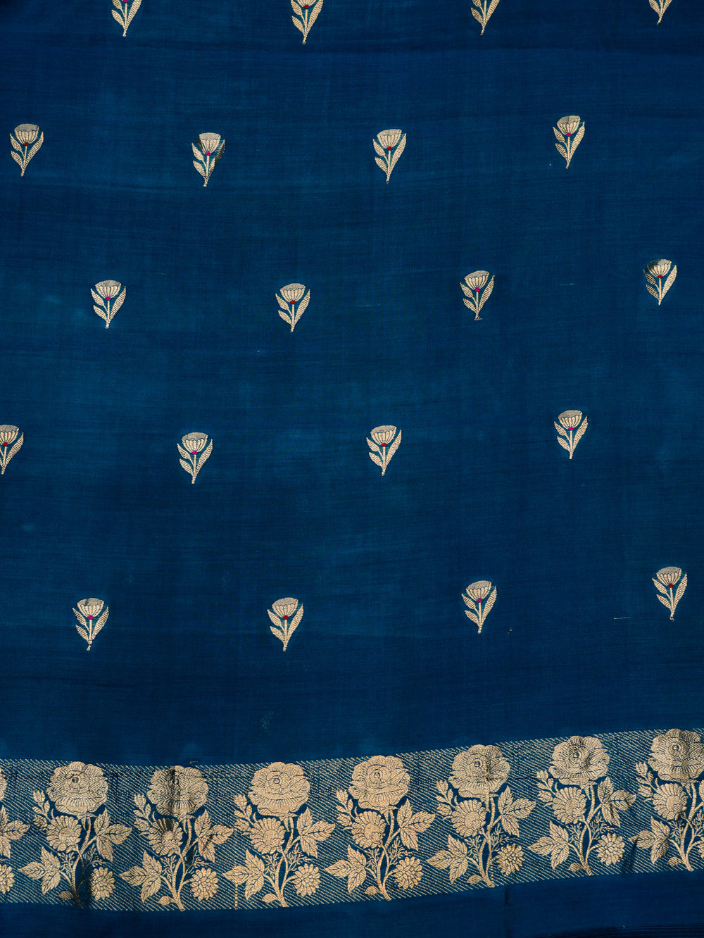 Handwoven Teal Blue Motifs Banarasi Katan Silk Suit