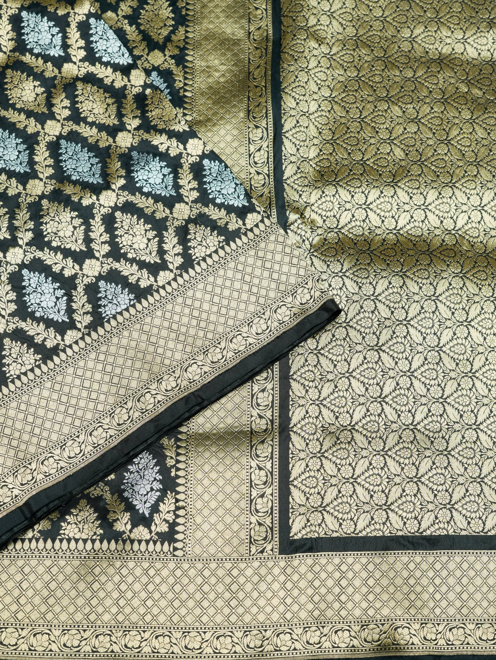 Handwoven Black Banarasi Katan Silk Saree