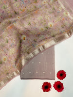 Handwoven Lavender Banarasi Chanderi Silk Suit