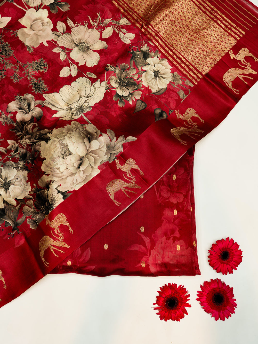 Handwoven Dark Red Banarasi Katan Soft Silk Suit