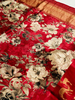 Handwoven Dark Red Banarasi Katan Soft Silk Suit