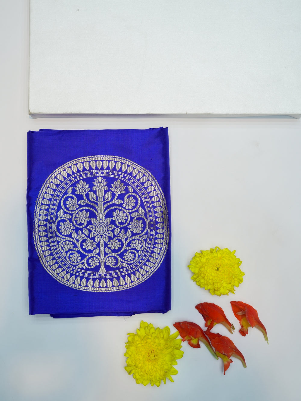 Handwoven Royal Blue Banarasi Mashru Katan Silk Suit