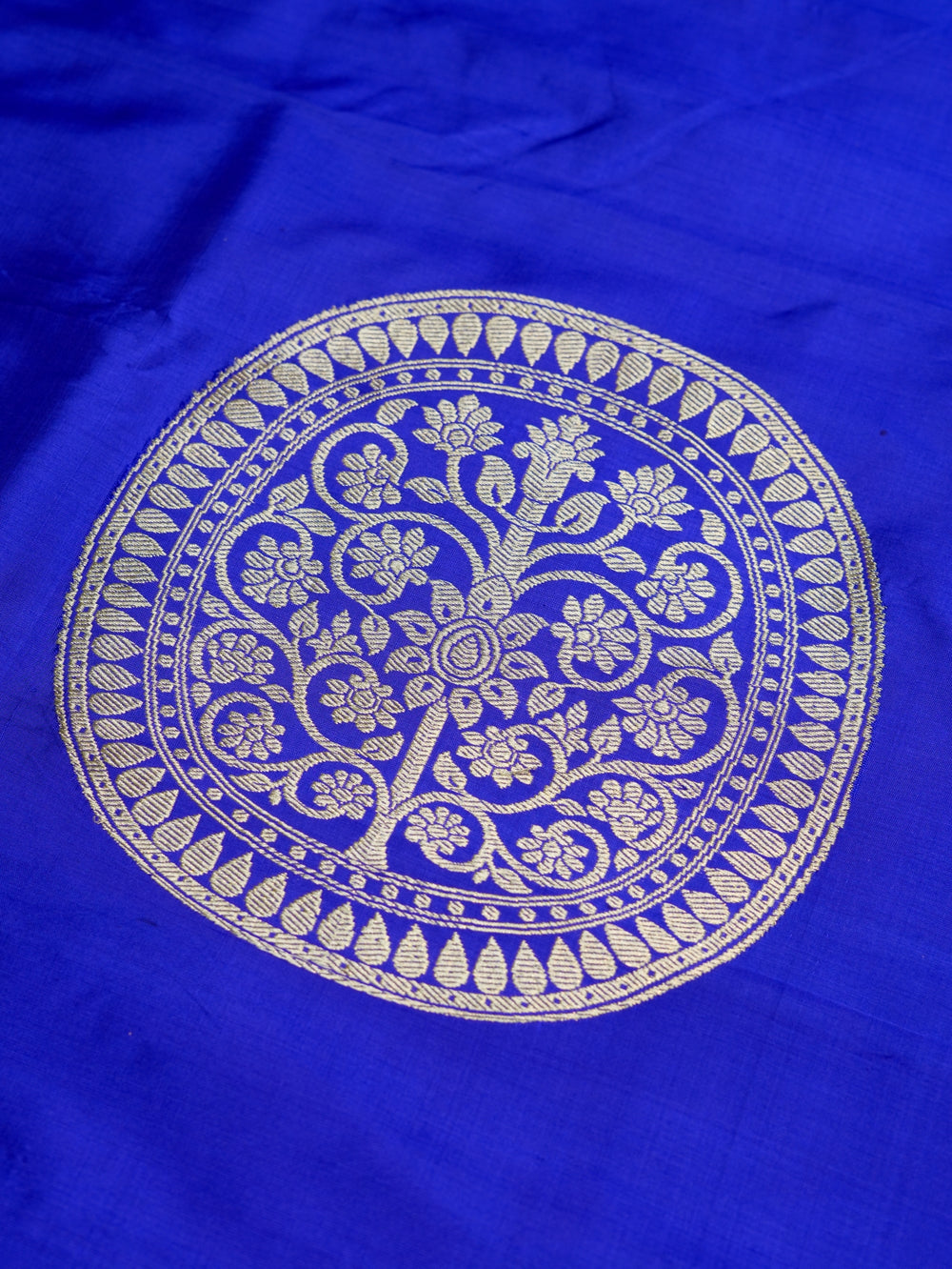 Handwoven Royal Blue Banarasi Mashru Katan Silk Suit