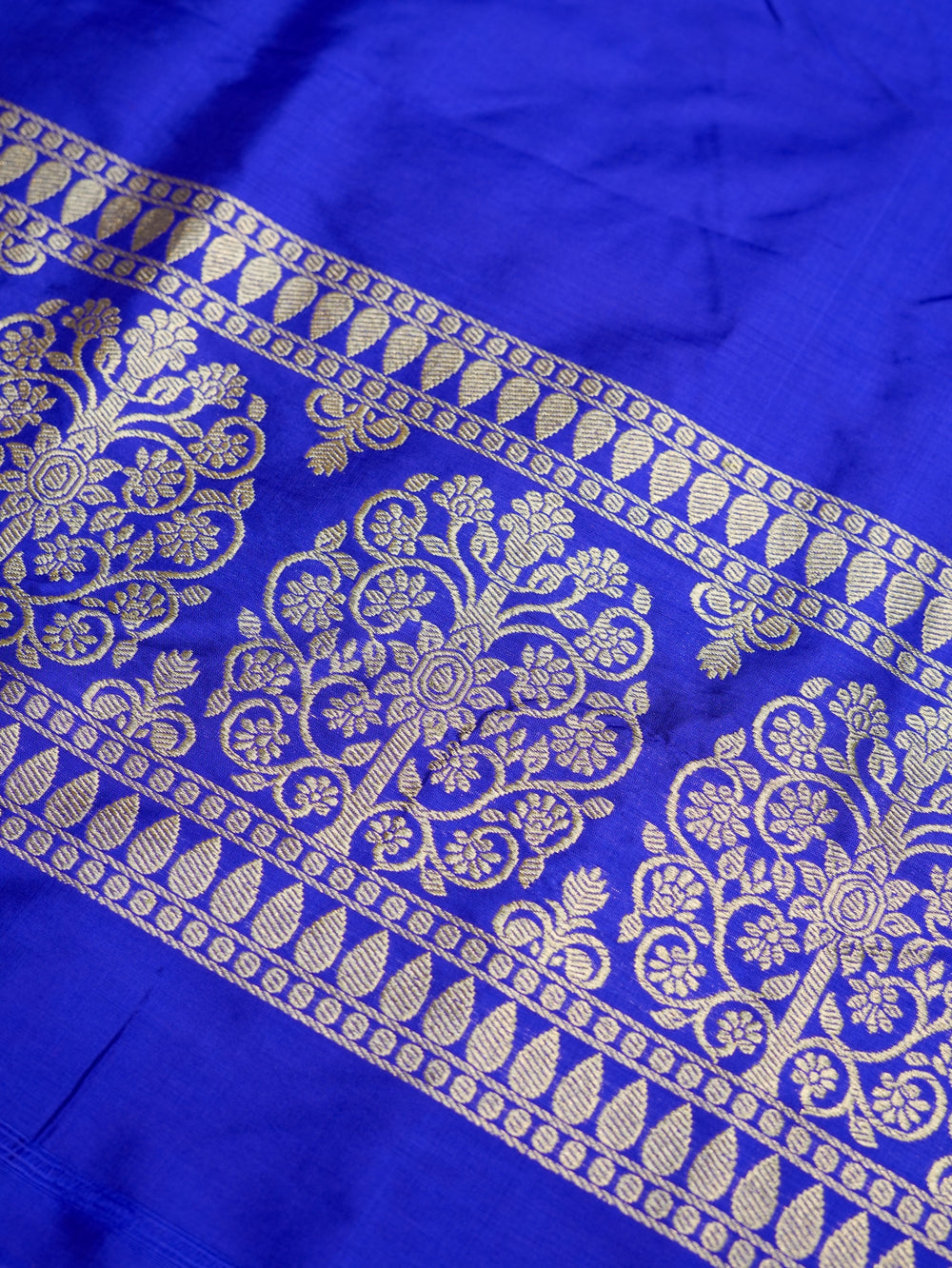 Handwoven Royal Blue Banarasi Mashru Katan Silk Suit