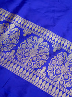 Handwoven Royal Blue Banarasi Mashru Katan Silk Suit