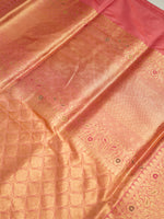Handwoven Peach Meenakari Banarasi Katan Silk Saree