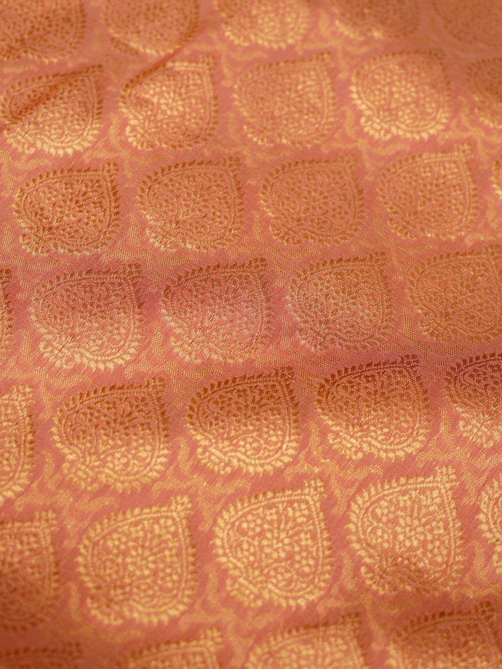 Handwoven Peach Meenakari Banarasi Katan Silk Saree