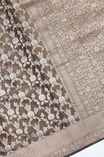 Handwoven Brown Banarasi Katan Tissue Silk Saree