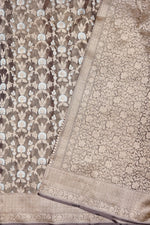 Handwoven Brown Banarasi Katan Tissue Silk Saree