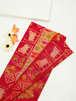 Handwoven Magenta Banarasi Jaamdani Cotton Silk Saree