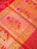 Handwoven Magenta Banarasi Jaamdani Cotton Silk Saree
