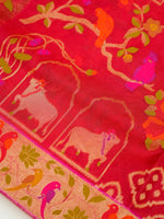Handwoven Magenta Banarasi Jaamdani Cotton Silk Saree