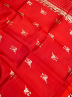 Handwoven Red Banarasi Katan Silk Suit