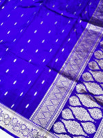 Admiral Blue Booti Katan Silk Handwoven Banarasi Saree