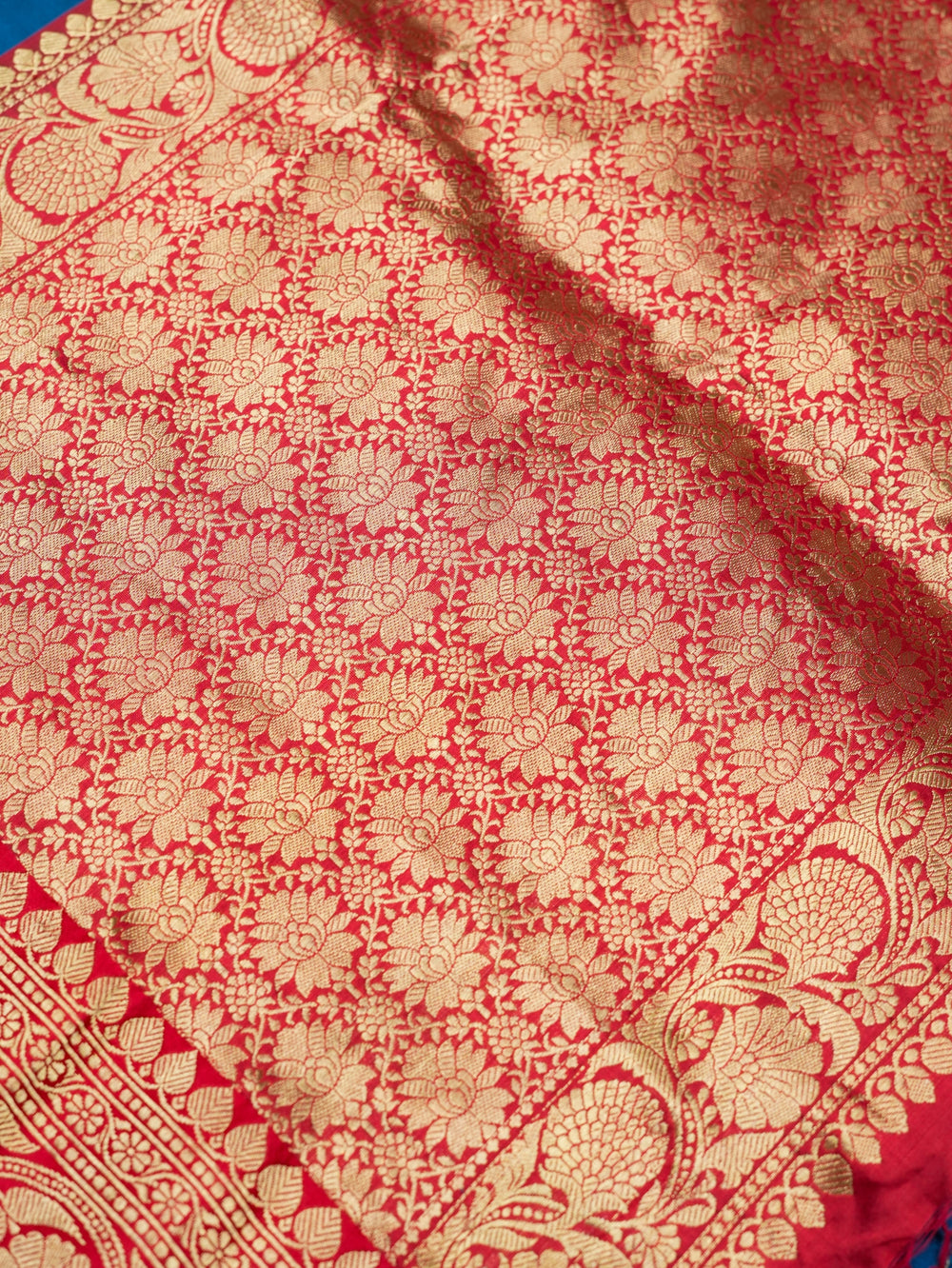 Handwoven Teal Blue Banarasi Katan Silk Saree