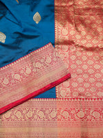 Handwoven Teal Blue Banarasi Katan Silk Saree