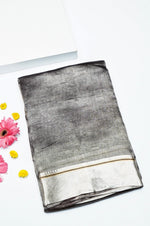 Handwoven Grey Banarasi Tissue Silk Saree