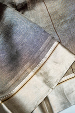 Handwoven Grey Banarasi Tissue Silk Saree