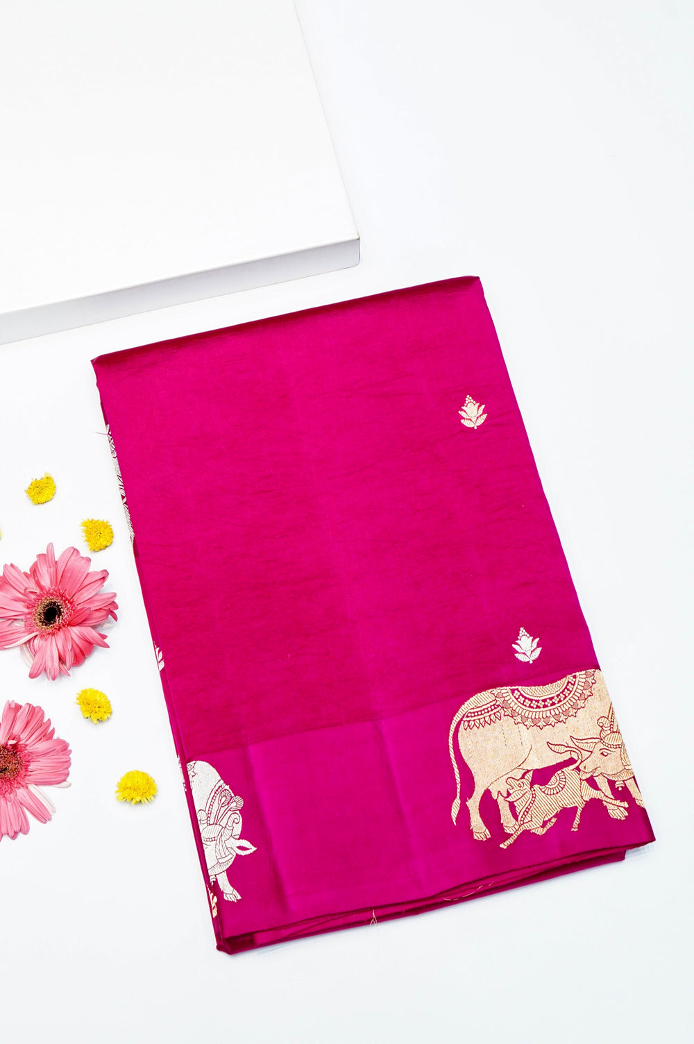 Handwoven Rani Pink Banarasi Katan Soft Silk Saree
