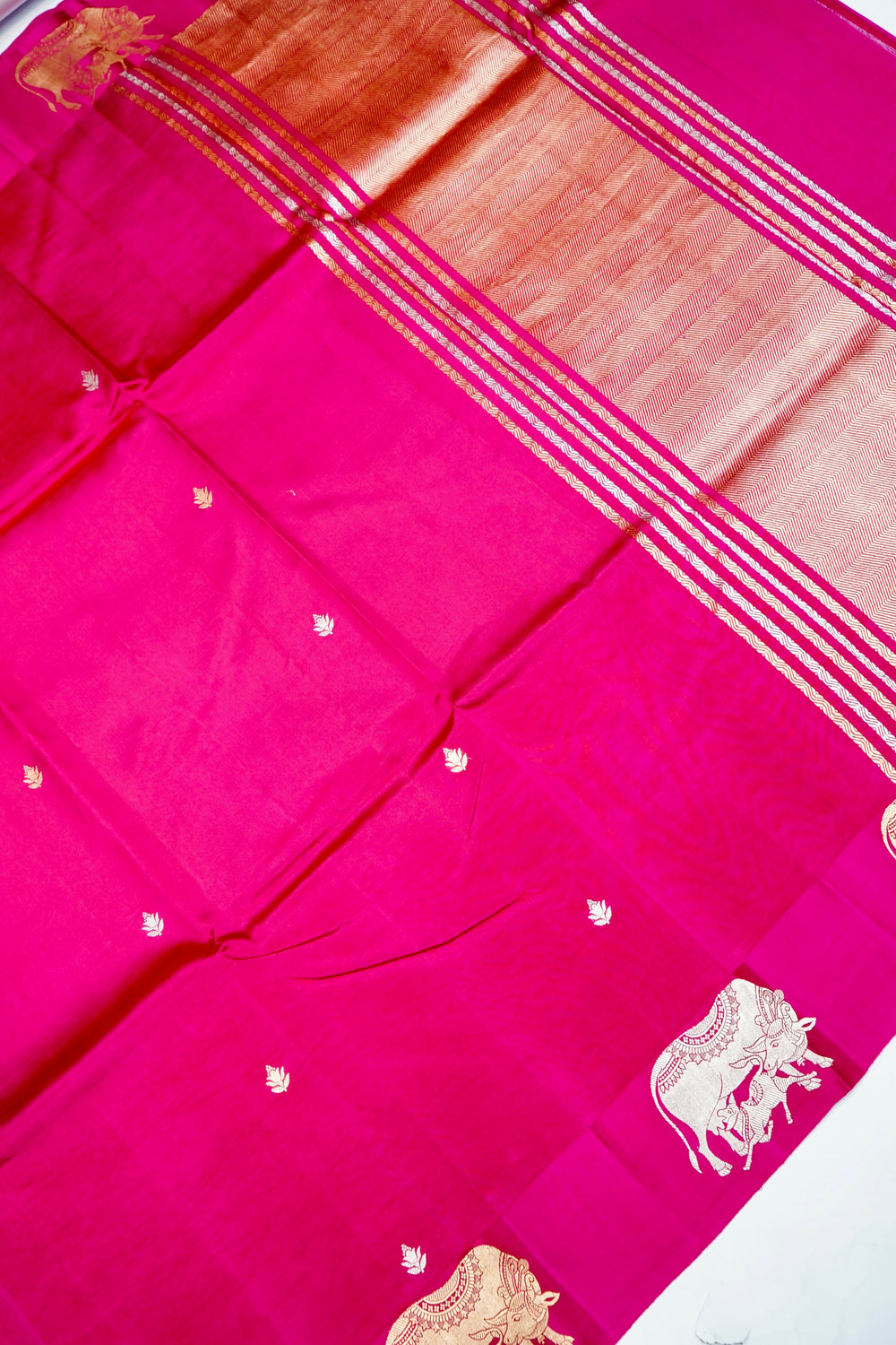 Handwoven Rani Pink Banarasi Katan Soft Silk Saree