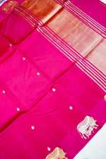 Handwoven Rani Pink Banarasi Katan Soft Silk Saree