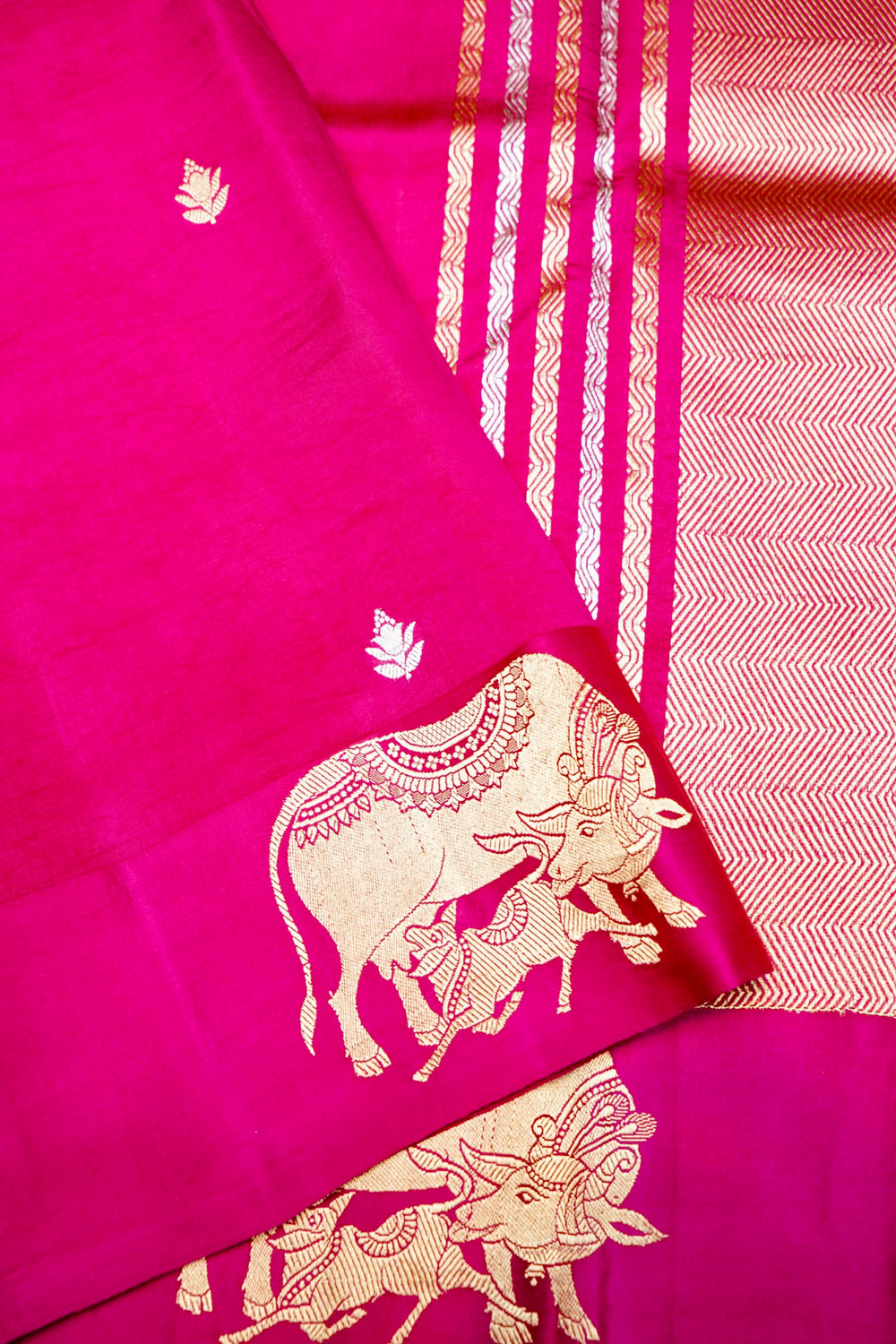 Handwoven Rani Pink Banarasi Katan Soft Silk Saree