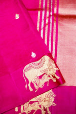 Handwoven Rani Pink Banarasi Katan Soft Silk Saree