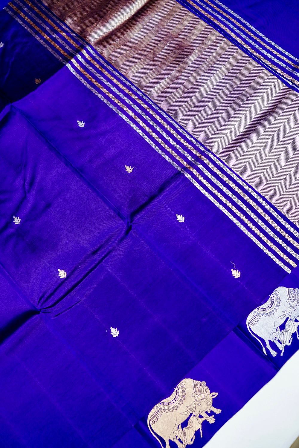 Handwoven Royal Blue Banarasi Katan Soft Silk Saree