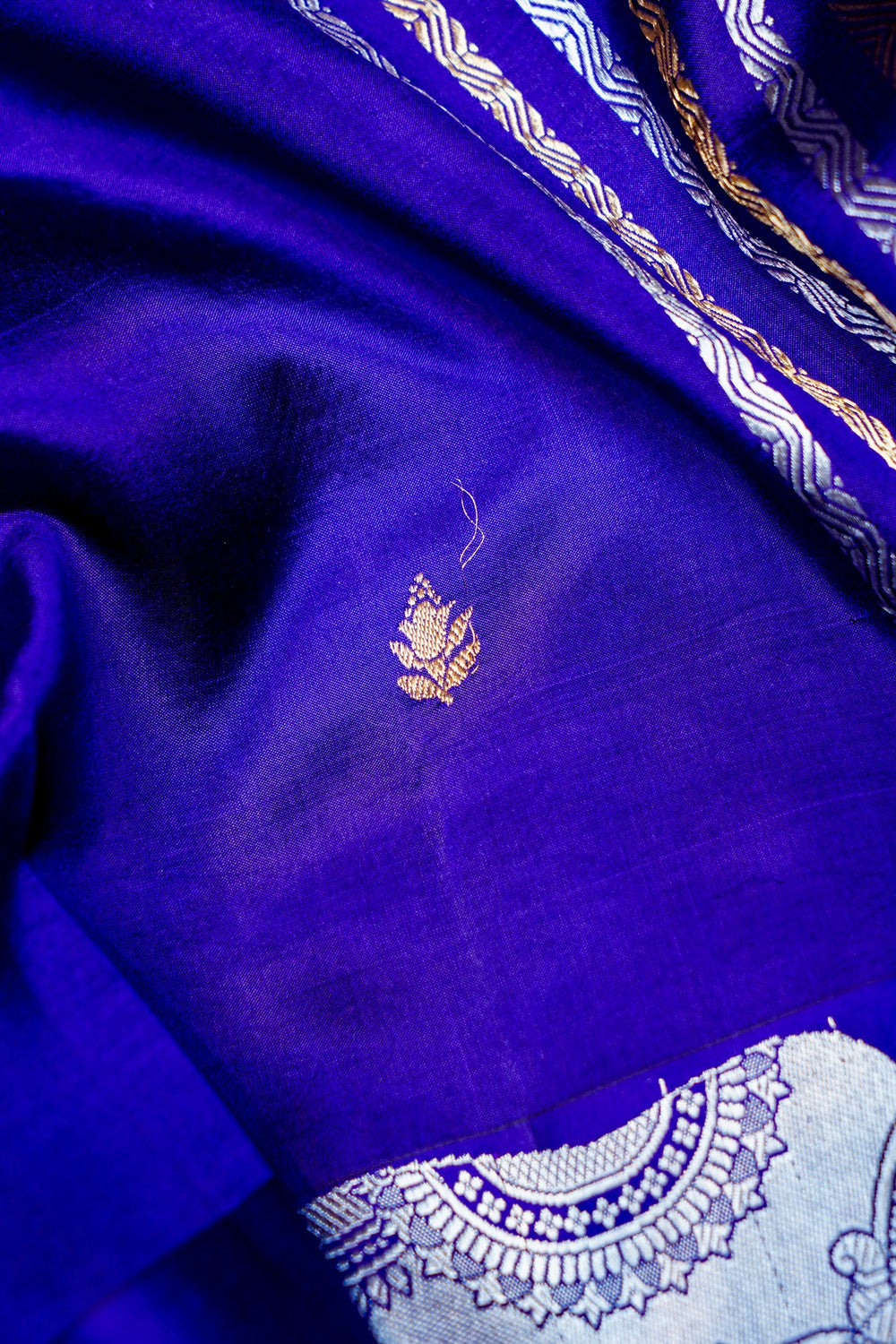Handwoven Royal Blue Banarasi Katan Soft Silk Saree