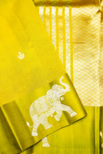 Handwoven Mehendi Green Banarasi Katan Soft Silk Saree