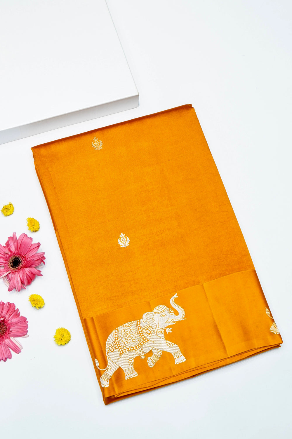 Handwoven Golden Yellow Banarasi Katan Soft Silk Saree