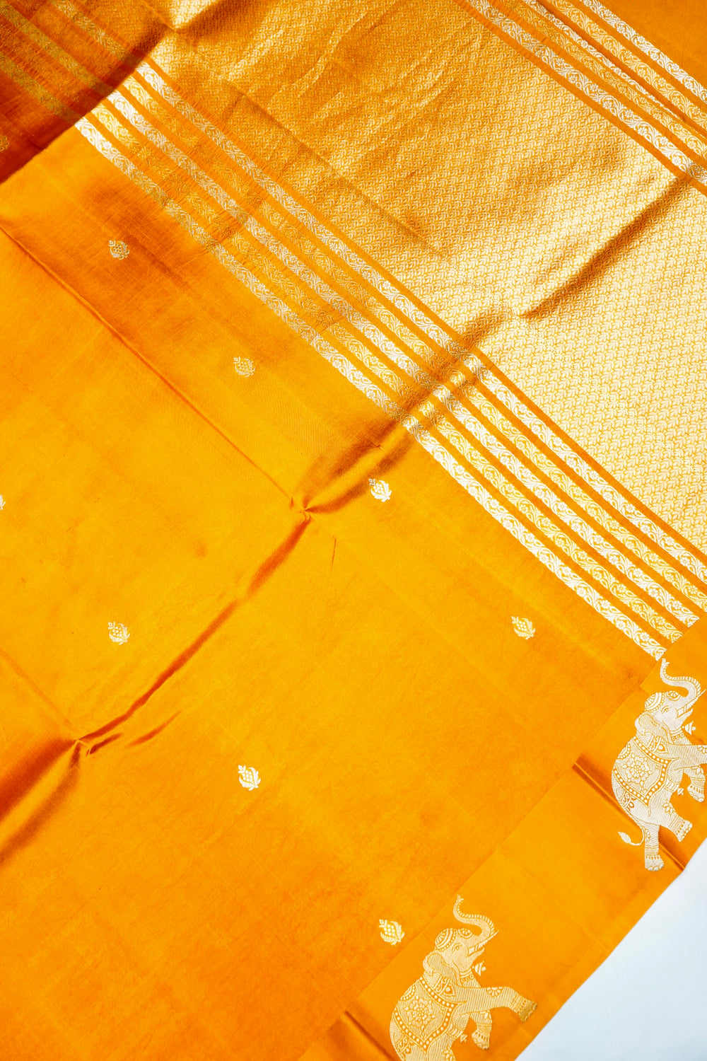 Handwoven Golden Yellow Banarasi Katan Soft Silk Saree