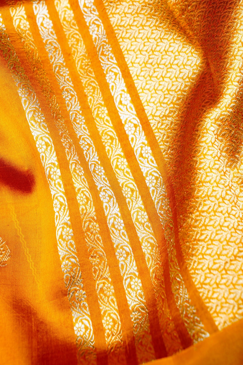 Handwoven Golden Yellow Banarasi Katan Soft Silk Saree