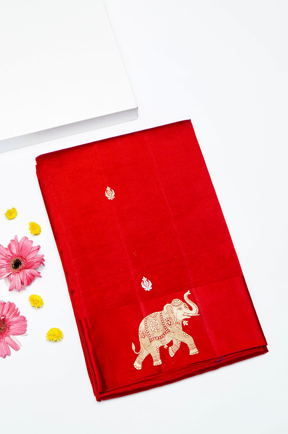 Handwoven Red Banarasi Katan Soft Silk Saree