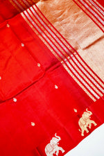 Handwoven Red Banarasi Katan Soft Silk Saree