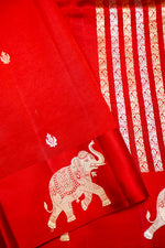 Handwoven Red Banarasi Katan Soft Silk Saree