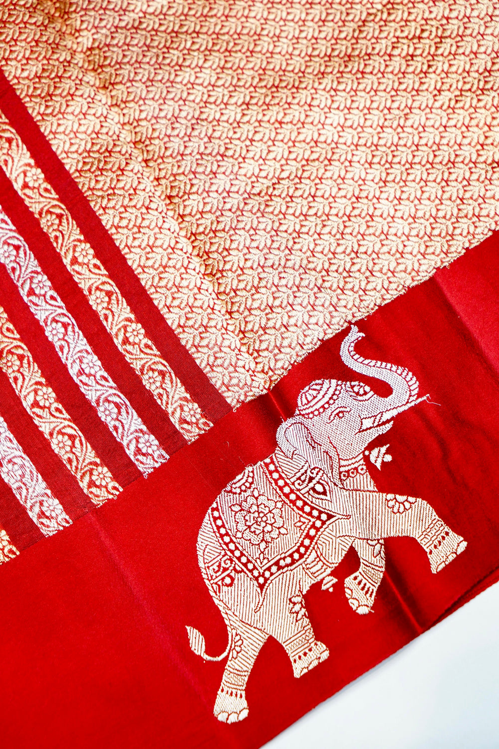 Handwoven Red Banarasi Katan Soft Silk Saree