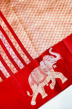 Handwoven Red Banarasi Katan Soft Silk Saree
