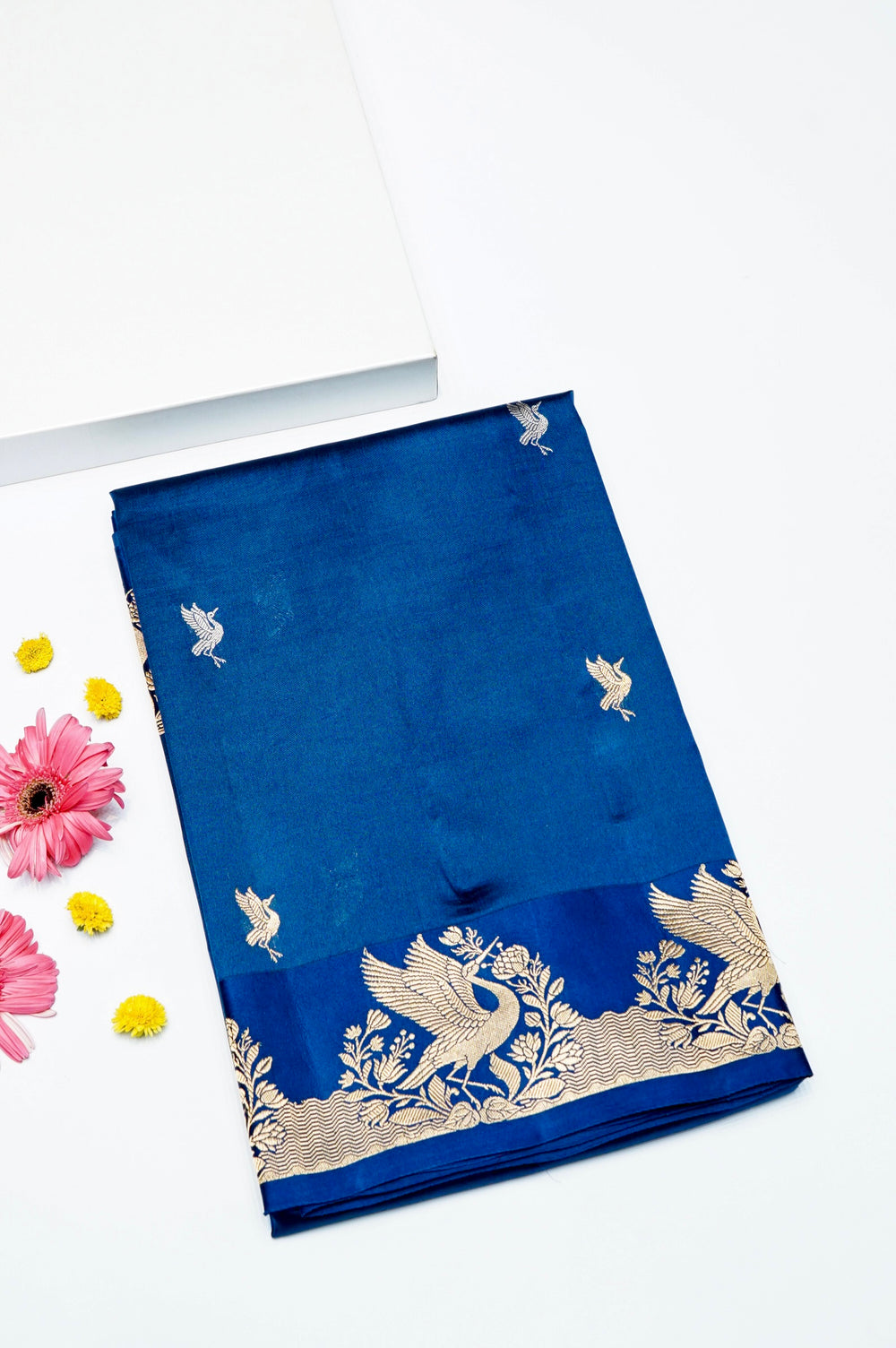 Handwoven Navy Blue Banarasi Katan Soft Silk Saree