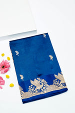 Handwoven Navy Blue Banarasi Katan Soft Silk Saree