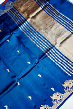 Handwoven Navy Blue Banarasi Katan Soft Silk Saree