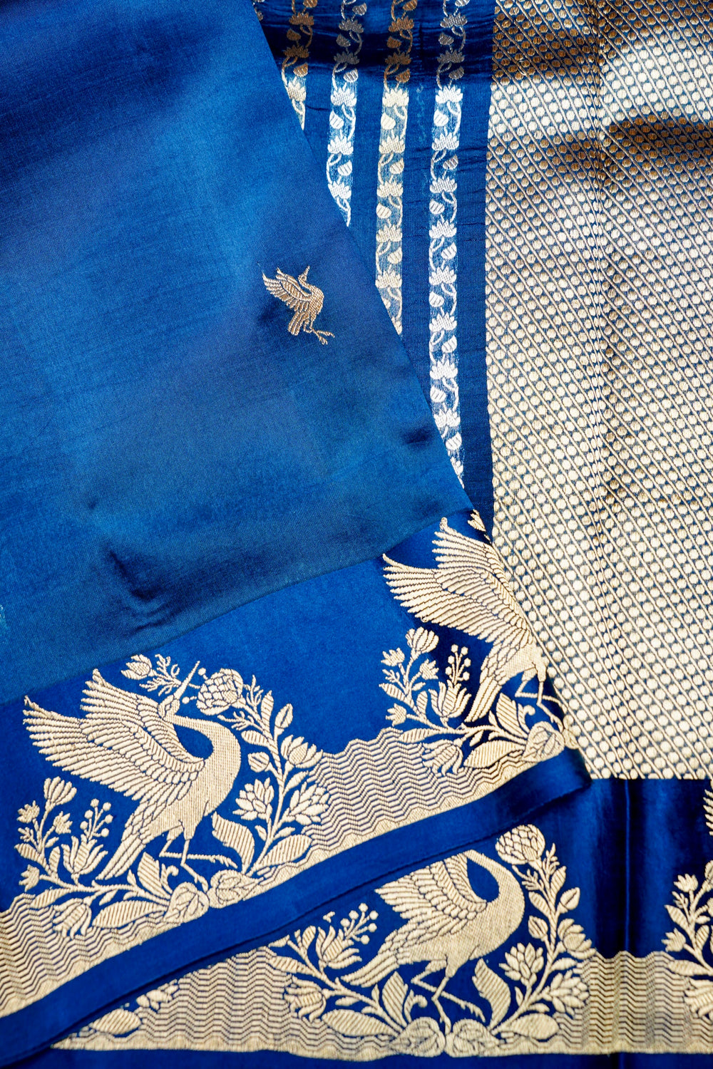 Handwoven Navy Blue Banarasi Katan Soft Silk Saree