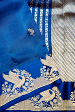 Handwoven Navy Blue Banarasi Katan Soft Silk Saree