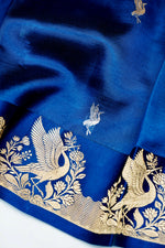 Handwoven Navy Blue Banarasi Katan Soft Silk Saree
