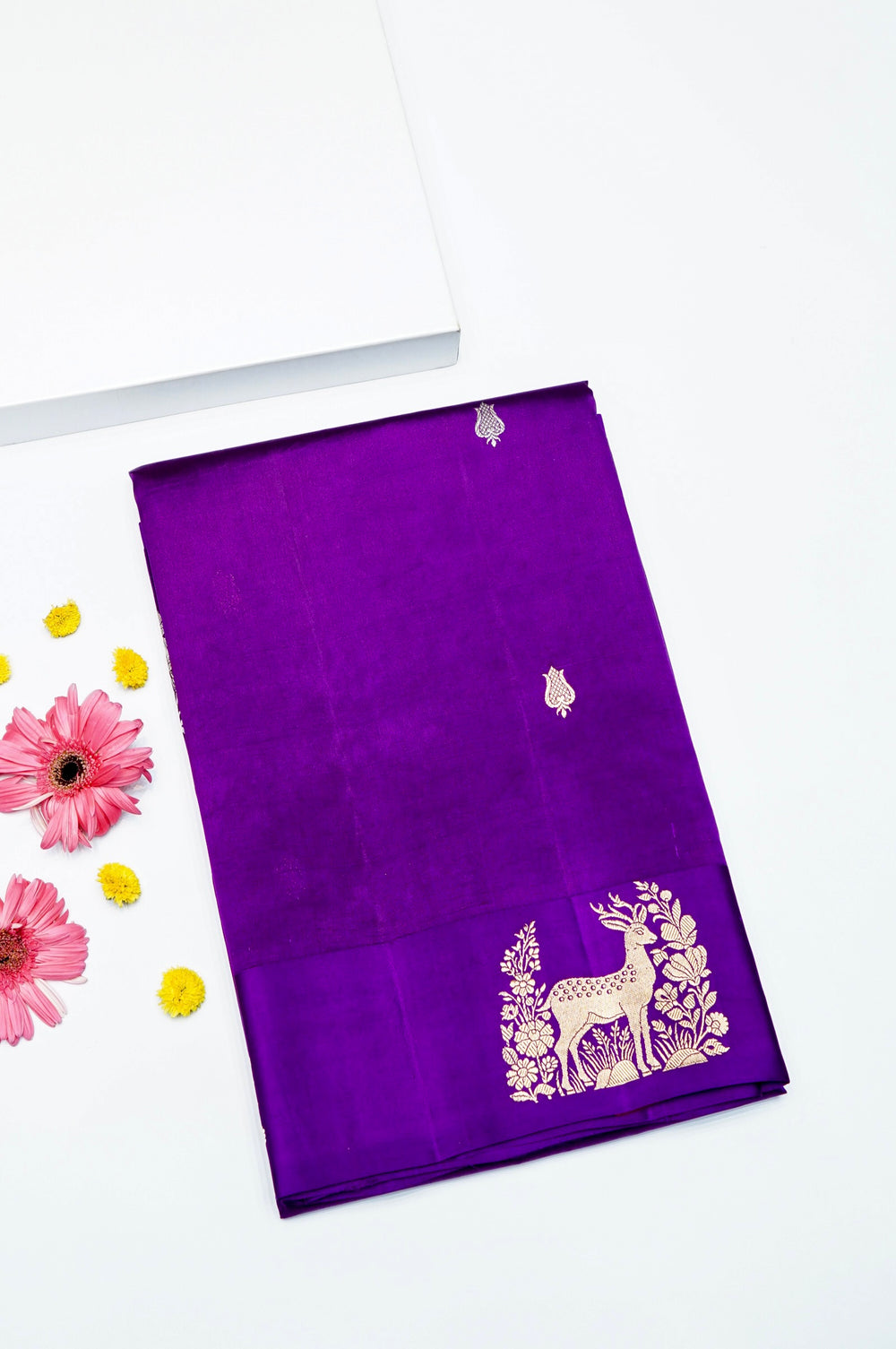 Handwoven Purple Banarasi Katan Soft Silk Saree