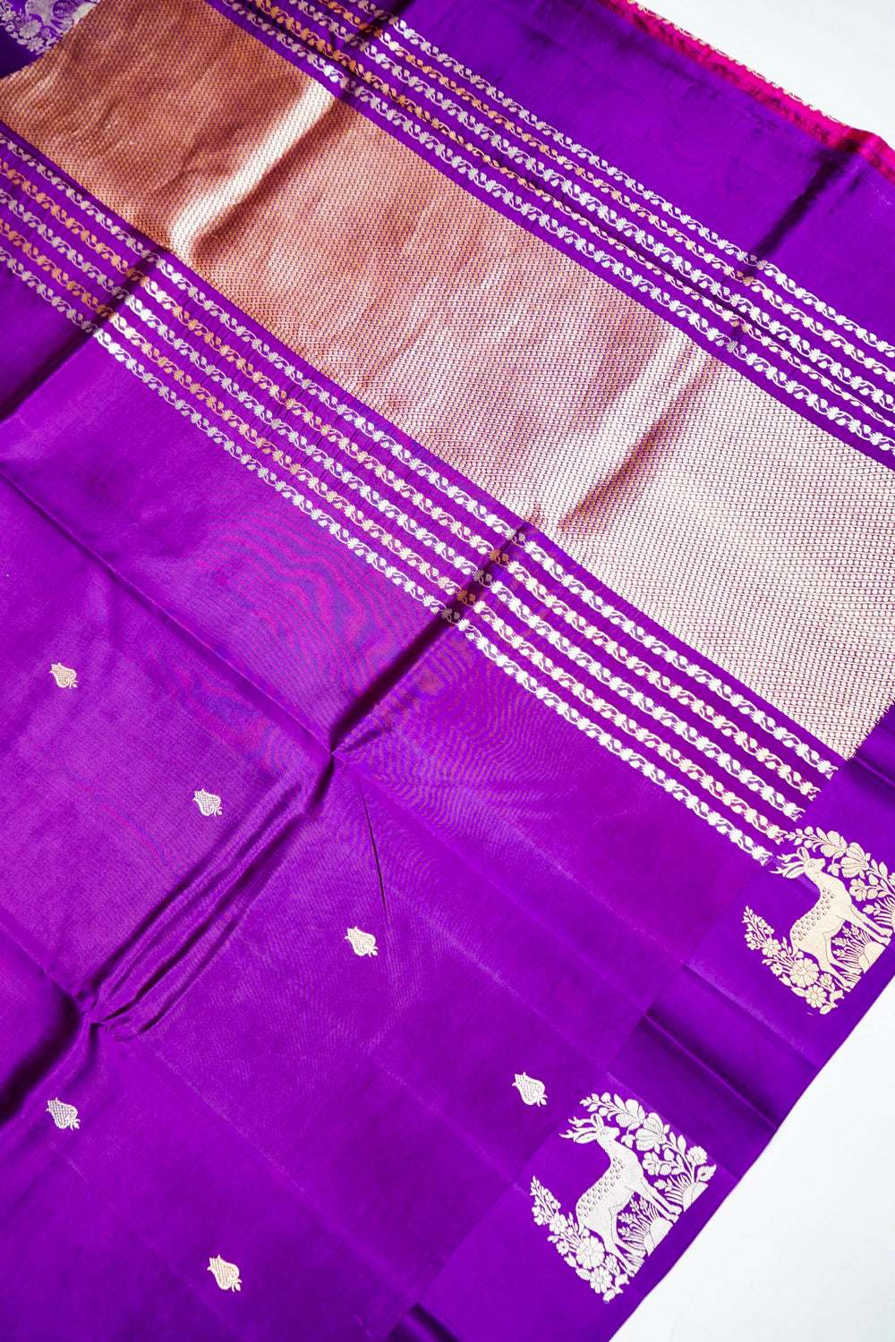 Handwoven Purple Banarasi Katan Soft Silk Saree