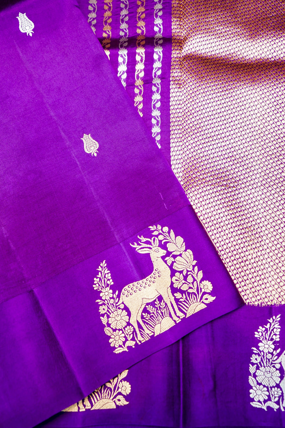 Handwoven Purple Banarasi Katan Soft Silk Saree