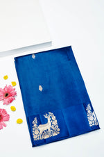Handwoven Navy Blue Banarasi Katan Soft Silk Saree